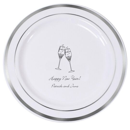Champagne Crystal Toast Premium Banded Plastic Plates